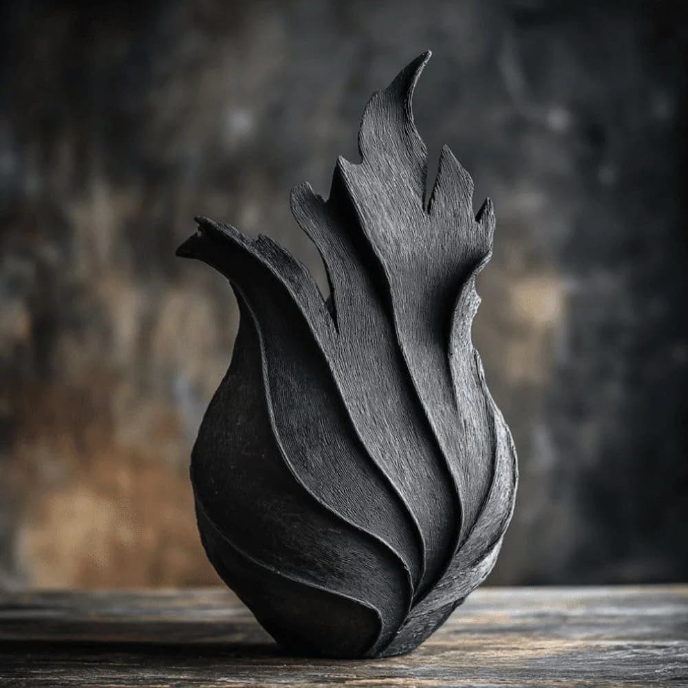 3D Alev Şeklinde Vazo